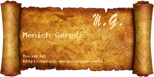 Menich Gergő névjegykártya